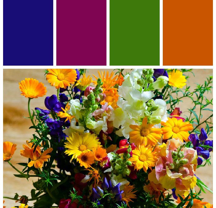 Правильное совмещение цветов в букетах